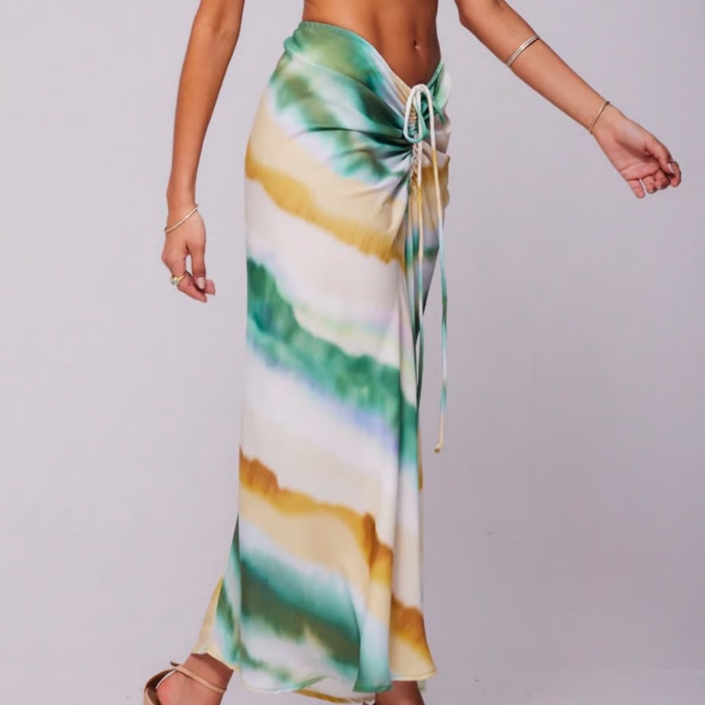 RESA Green and Cream Maxi Skirt